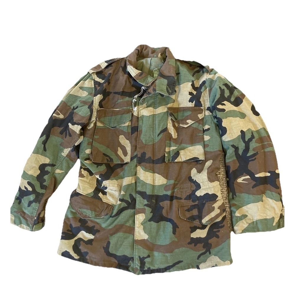 USGI Woodland M65 Cold Weather Field Jacket Men's Medium Long Vintage Military